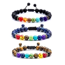 7 Chakras Essential Oil Diffuser Braided Bracelets Men Women Lava Rock Bracelets