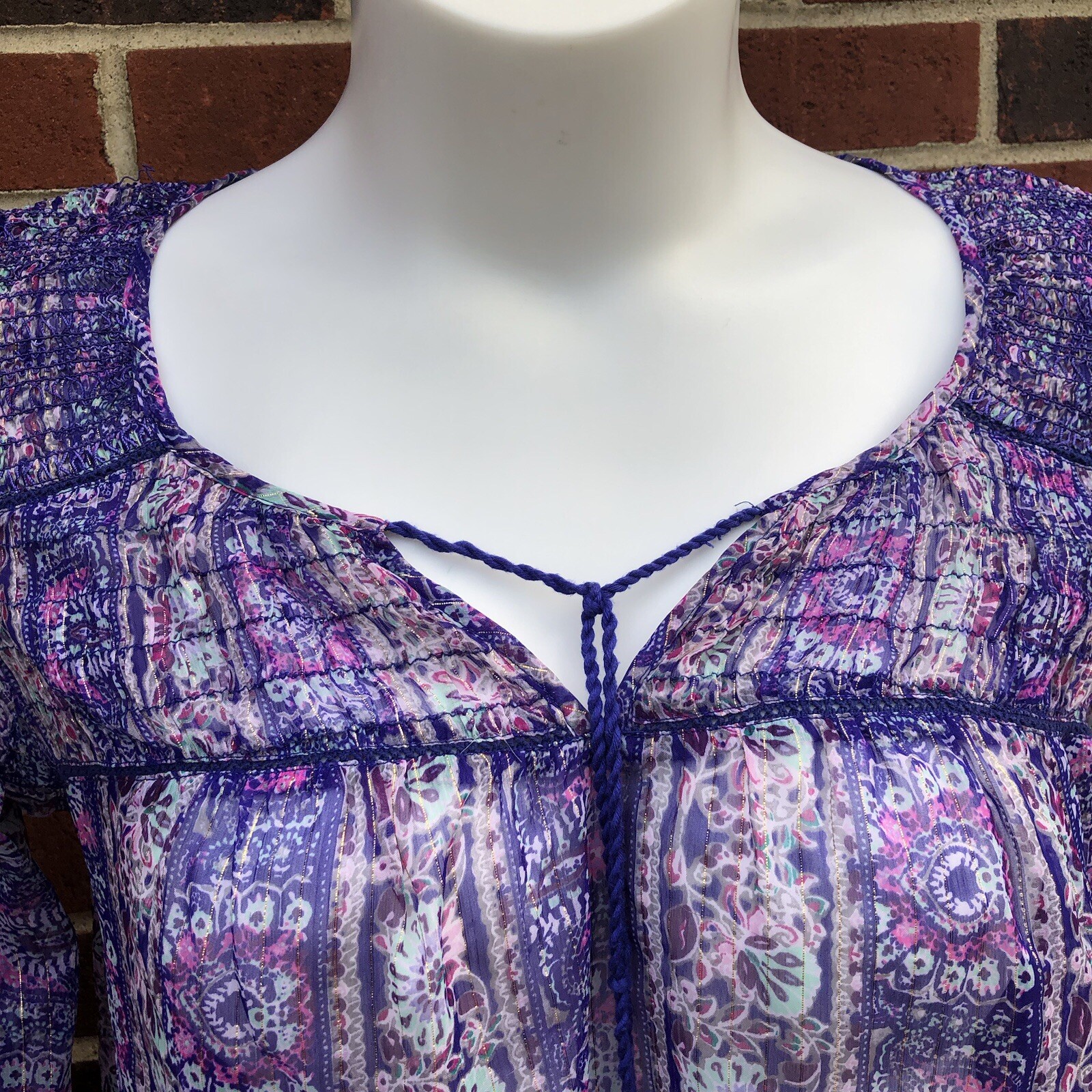 ALTRA Camicia a maniche lunghe American Eagle Outfitters viola pizzo leggera donna grande