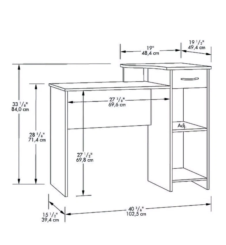 Estación de trabajo de escritorio para computadora con 1 cajón y 2 estantes - negra - ¡Solo escritorio! Foto 2 de 3