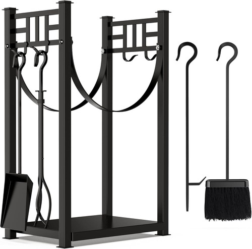 Kaminwerkzeug Set & Scheitholzregal Brennholzhalter Holzlager Feuerzubehör - Bild 5 von 12