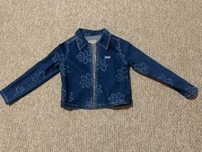 Vintage Guess Girl's Floral flower Denim Jean USA MADE zipper zip Jacket Size L