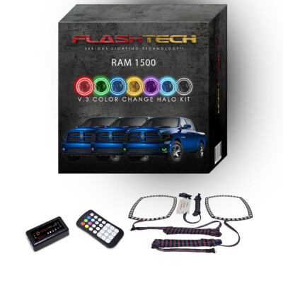 RGB Multi Color Bluetooth LED Halo Ring kit for 2013-2014 Ram 1500 Fog Lights