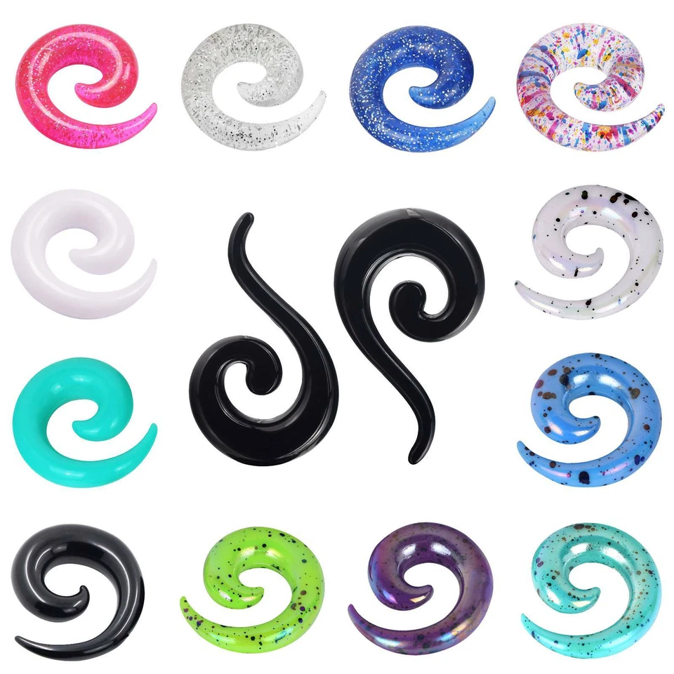 12-18PCS Acrylic Spiral Taper Stretching Kit Ear Gauges Expander Plugs 14G-20MM - Image 2 of 4