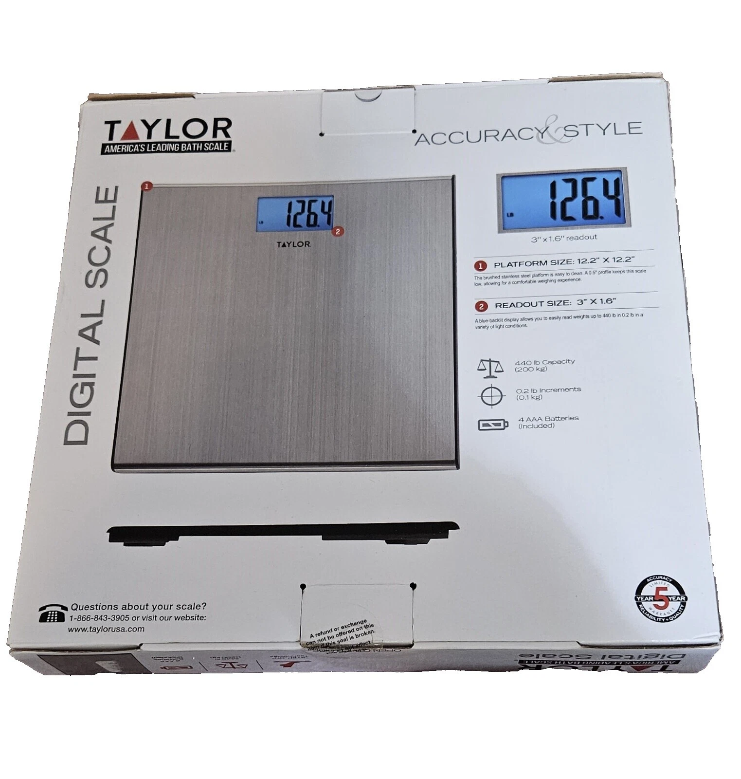 Balanza de Baño Digital de Acero Inoxidable Taylor