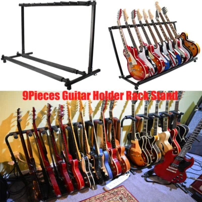 Multi Guitar Stand 9 Holder Foldable Universal Guitar Holder Display Rack Black