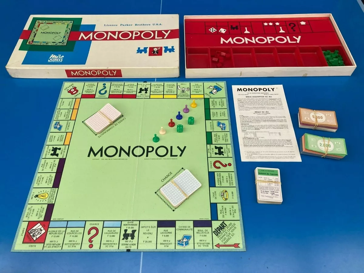 MIRO PARKER Classic Monopoly - Antique 6 Piece Complete Board Games RARE  N16