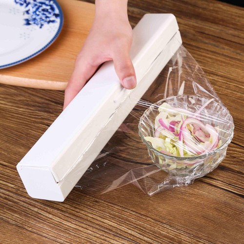 Food Wrap Dispenser Plastic Cutter Foil Cling Film Storage Holder Box Kitchen ES - Picture 12 of 21