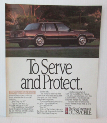 1989 OLDSMOBILE EIGHTY-EIGHT CAR AUTOMOBILE Vtg 9.5''X12'' Magazine Ad 1980's LM52