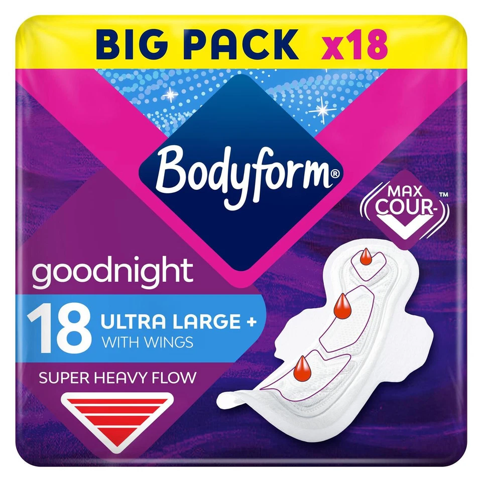 Bodyform Cour-V Ultra Night Damenbinden Flügel 18 pro Packung