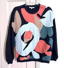 Carven Swirl Leaf Print Sweatshirt Sweater Bl...