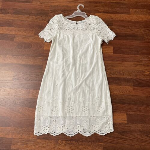 Sundance 100% Cotton Imperial Eyelet White Midi Dress Summer Classic Size PS - Picture 2 of 10