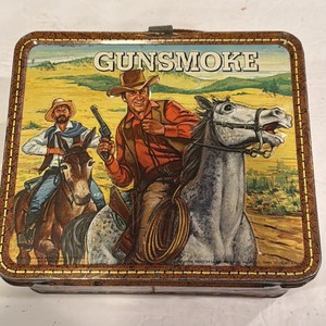 1972 Gunsmoke Metal Lunchbox Aladdin Theme, No Thermos, USA *Minor Damage*