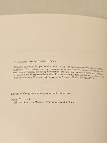 Odd & Curious Money by Charles J Opitz (1st Ed., 1986) First Impression - SIGNED - Picture 5 of 9