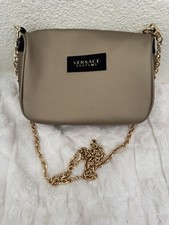 Versace Parfums Champagne Gold Crossbody Bag with Gold Chain Strap