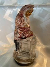 Santa at Chimney 5” Candy Container Vintage 1930s Victory/Jeanette Glass Co. USA