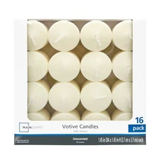 Unscented Ivory Votive Candles Bulk Pack of 16 for Home Decor Church Events