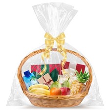Clear Basket Bags 15Pack 24x30 Large Clear Cellophane Bags Cello Bags for Gif...