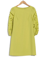 New Vince Camuto Women's Eyelet Sleeve Crepe Shift Dress Pear Green Size 0