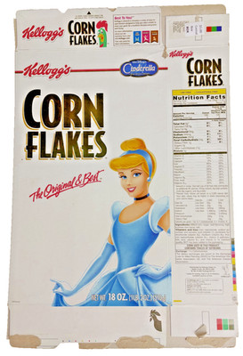 Vintage 2002 Cinderella Special Edition Kellogg's Corn Flakes Cereal Box