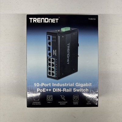 TRENDnet TI-BG104 10-Port Industrial Gigabit PoE++ DIN-Rail Switch *