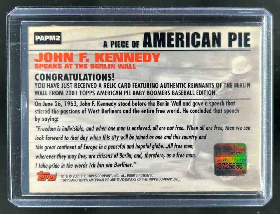 2001 Topps American Pie John F. Kennedy Relics #PAPM2 - Image 2 of 2