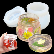 Silicone Jar Mold with Lid, Pudding Resin Mould - round Bottle Cup Epoxy Casting