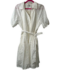 A. New. Day. Women  s Puff Sleeve Eyelet Shirt Dress Sz. Large NWT
