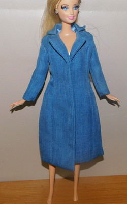 SILKY BLUE LINED DRESS COAT FITS BARBIE MODEL SILKSTONE INGRID POPPY FR DOLL
