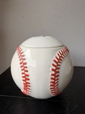 Cookie Jar Treasure Craft Baseball with Stiches Made In USA 8” Dia. Vntg Unique