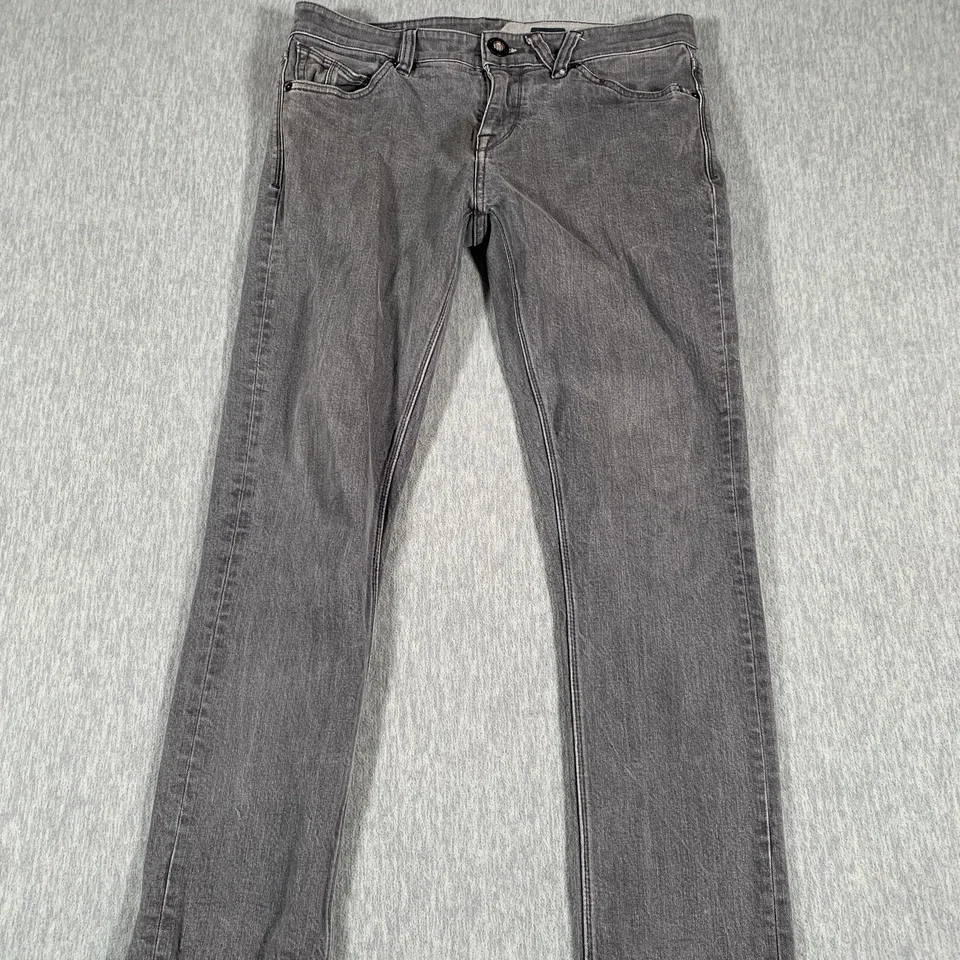 Volcom 2x4 Skinny Jeans Mens 33 Gray Wash Stretch Denim Five Pocket Zip Fly - Image 2 of 4