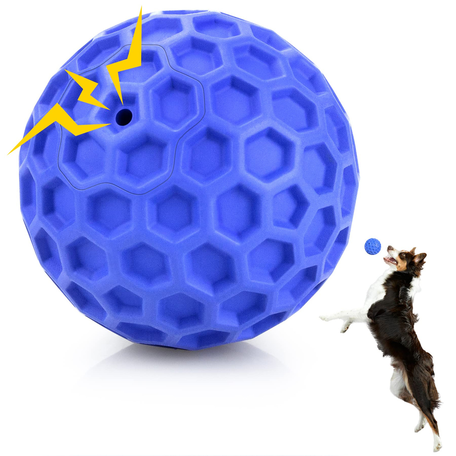 Indestructible Squeaky Dog Ball, Relieves Anxiety, Cleans Teeth, Interactive ...