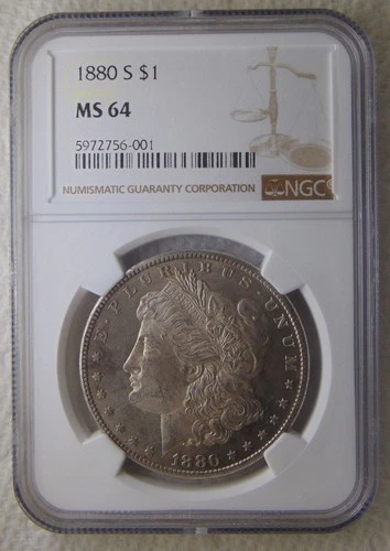 1880 S Morgan Silver Dollars $1, NICE COIN, NGC MS 64, LOOKS PROOF LIKE, NICE!