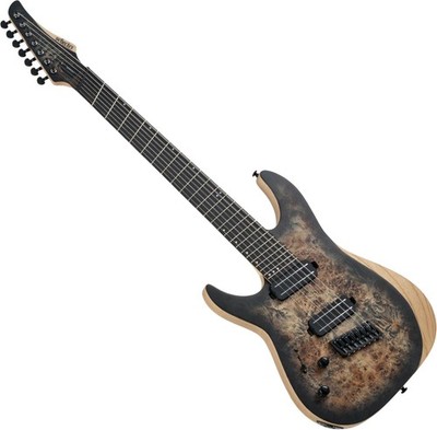 Schecter Reaper-7 Multiscale Left Handed Electric Guitar in Satin Charcoal Burst