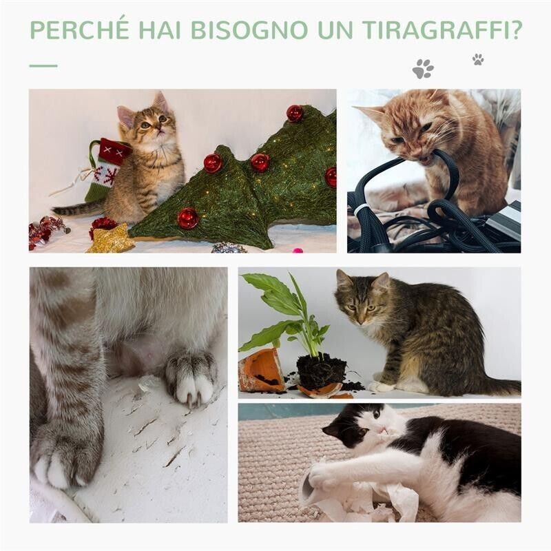 Tiragraffi per gatti a forma di cactus in sisal, 40x40x65 cm, verde foto 6