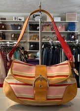 RARE Coach Striped Daisy Soho Shoulder Bag