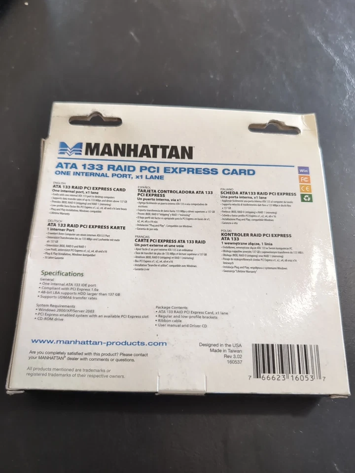 Manhattan 160537 ATA 133 RAID PCI Express Card 1 internal Port X1 Lane  - Image 2 of 2