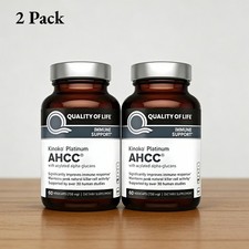 2 Pack Quality of Life Kinoko Platinum AHCC Capsules 60 Vegicaps Immune Support