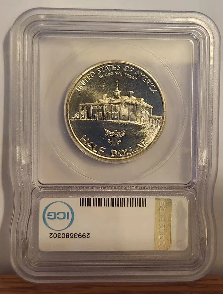 1982-D  50C GEORGE WASHINGTON "SILVER" COMMEM HALF DOLLAR ICG MS69 PL - Image 3 of 4