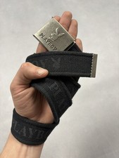 Vintage Playboy Logo Web Belt Canvas Black Bunny Buckle Y2K 2000s Unisex