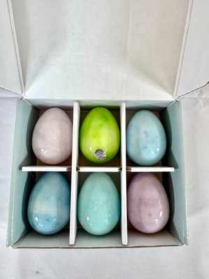 Williams Sonoma Easter Alabaster Eggs Set of 6 Made in Italy