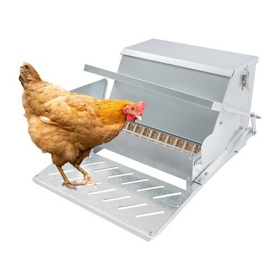 25-lb Automatic Galvanized Chicken Feeder With Pedal-Activated Lid