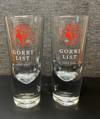 Paar Gorki List Schnapsgläser Serbisches Kräuterbitter Likörglas 14,5 cm hoch