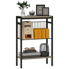 Industrial Side Table with Storage Shelves Bedside Small Space Unit