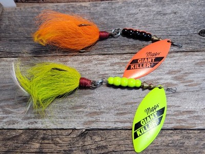 2 Mepps Giant Killer Musky Spinners Willow Blades Bucktail FF46