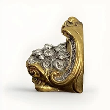 1 VTG Signed JARU Chalkware Bookend 6” Baroque Gold Silver Fruit 1974 SINGLE