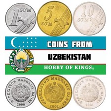 Uzbekistan | 3 Coin Set | 1 5 10 SoʻM | 2000 - 2001