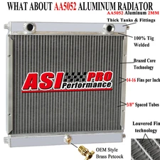 4 Rows Core Aluminum Radiator For Dragster Roadster Double Pass