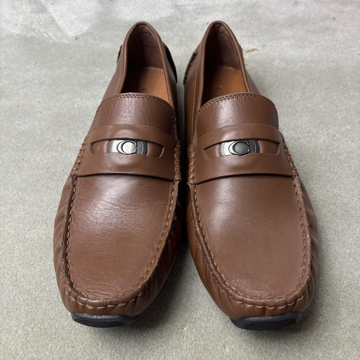 COACH Men’s Sz 13D Signature Coin Driver C8897 Saddle MSRP $225 NEW Coach Signature Coin Driver Mens Size 9.5D Loafers Slip On  main image 3
