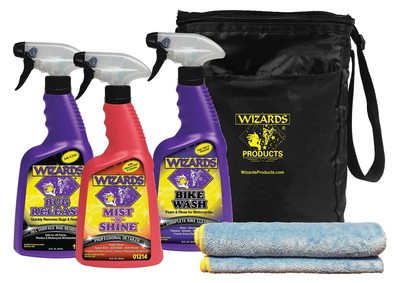Wizards Motorcycle Cleaning Kit - Foam, Rinse, Quick Detailer, Bug Remover