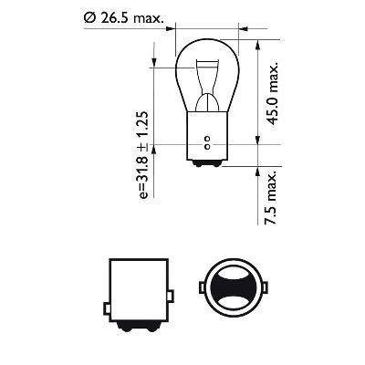PHILIPS Glühlampe, Brems-/Schlusslicht Rückfahrleuchte Nebel-/Schlusslicht